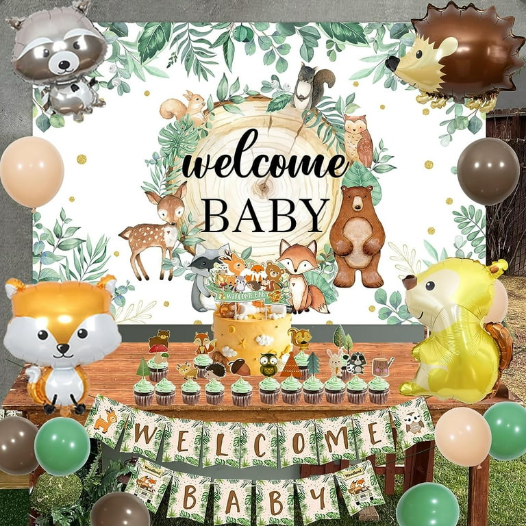 MEGA 257 Pc Woodland Baby Shower Decorations for Boy Or Girl Kit | Gender  Neutral Forest Animal Decor | BABY boxes | Banners Garland Balloons Cake