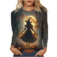 thumbnail image 2 of thefmos Women's Round Neck Halloween Print Top Long Sleeve Solid Color Casual Pullover Fashion Fall Winter Outfit, Multicolor 4XL, 2 of 6
