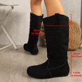 thumbnail image 6 of Women's Slouchy Round Toe Mid Calf Boots Soft Sole Faux Suede Pull on Low Heel Boots Fall Winter Casual Footwear Black, 6 of 9