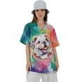 thumbnail image 4 of Funny Watercolor Adorable Bulldog Peeking Through Torn Paper Effect Hawaiian Shirt Breathable Summer Unisex Merch Dog Lover Gifts Idea - 00026, 4 of 6