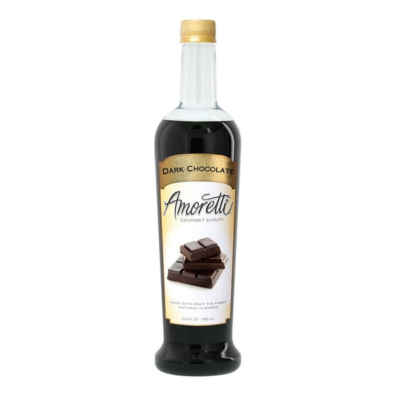 Amoretti - Dark Chocolate Gourmet Syrup, 94 Servings Per Bottle (750 ml), for Flavoring Coffees, Cocktails, and other Beverages, Gluten Free, GMO/GEO Free, Preservative Free