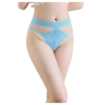 

Rovga Panties For Women Female Lace Panty Sky Blue Knickers Thongs 1 Pcs
