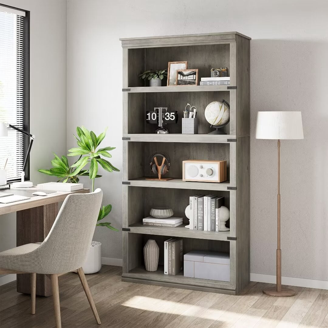 5 Tier Bookcase, 67.4" Tall Wooden Book shelf with Storage Open Display Bookshelves Home Decor Furniture for Home Office, Living Room, Bedroom(67.4" H x 31.5" W x 12.8 D)