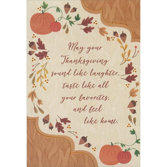 Designer Greetings May Your Thanksgiving Sound Like laughter: Pumpkins and Leaves Package of 8 Thanksgiving Cards