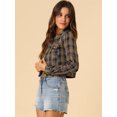 thumbnail image 4 of INSPIRE CHIC Women Classic Vintage Button Front Closure Chest Pocket Plaid Crop Jacket, 4 of 6