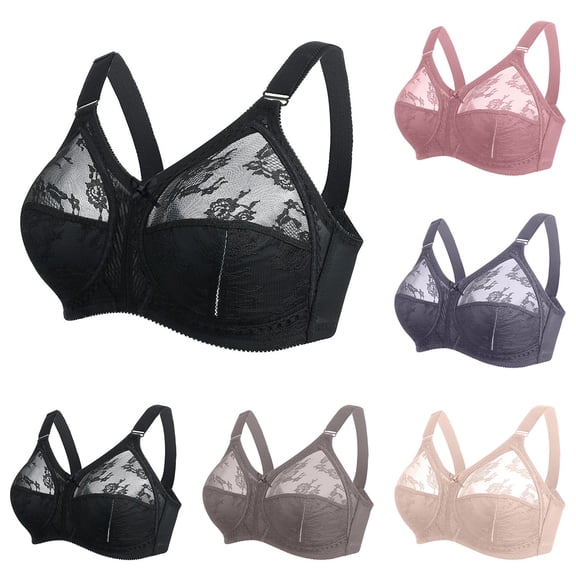 Gymayou Women Ultra Thin Sheer Lace Wireless Bra No Underwire Breathable Mesh Push Up Adjustable Straps Transparent Lingeries Beige 34