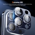 thumbnail image 2 of Camera Lens Protector Compatible with iPhone 15 Pro Max/iPhone 15 Pro, 9H Tempered Glass Screen Protector, Metal Protective Lens Cover for iPhone 15 Pro Max/iPhone 15 Pro - Deep Blue, 2 of 7