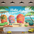 thumbnail image 6 of Floral Pattern Summer Banner Vibrant Colors Hello Summer Beach Party Decoration for Outdoor Beach Events Photograph Backdrop, 6 of 8