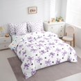 thumbnail image 3 of Manfei Polka Dots Bowknot Bedding Comforter Set 7pcs for Girls, Cute Hearts Queen Bedding Sets, Dreamy Princess Style Queen Sheet Sets, Purple White Room Decor, 3 of 8