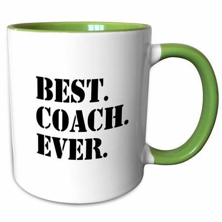 3dRose Best Coach Ever - Gifts for Sports Coaches - Life Coaches - or other types of coaches - black text - Two Tone Green Mug,