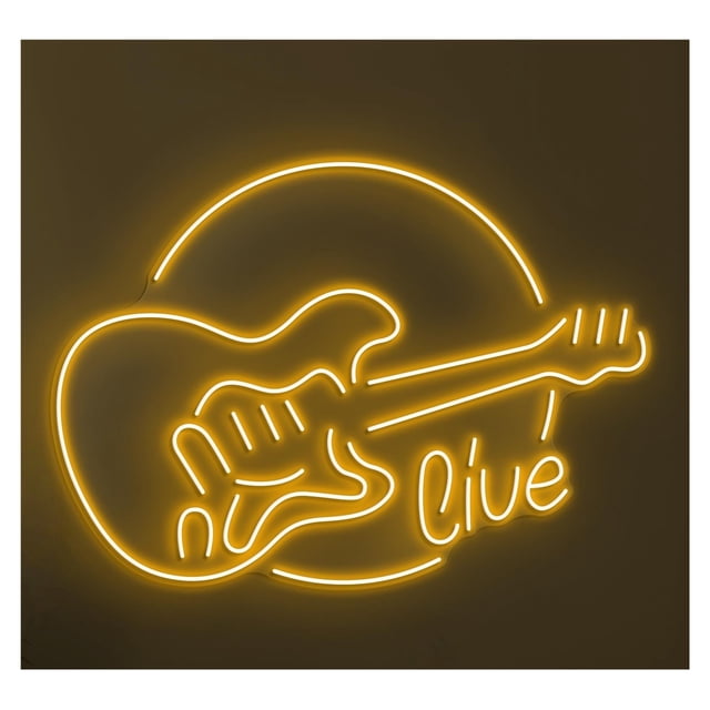 Letrero De Neón Guitarra Con Luz LED, Arte Pared En Vivo, Para DJ, Sala Discoteca, Estudio Música, Escaparate Entrada Comercial 58cm