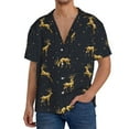 thumbnail image 3 of Balery Christmas Deers Men's Casual Button Down Shirt Short Sleeve Textured Summer Cuban Beach Shirts-3X-Large, 3 of 7