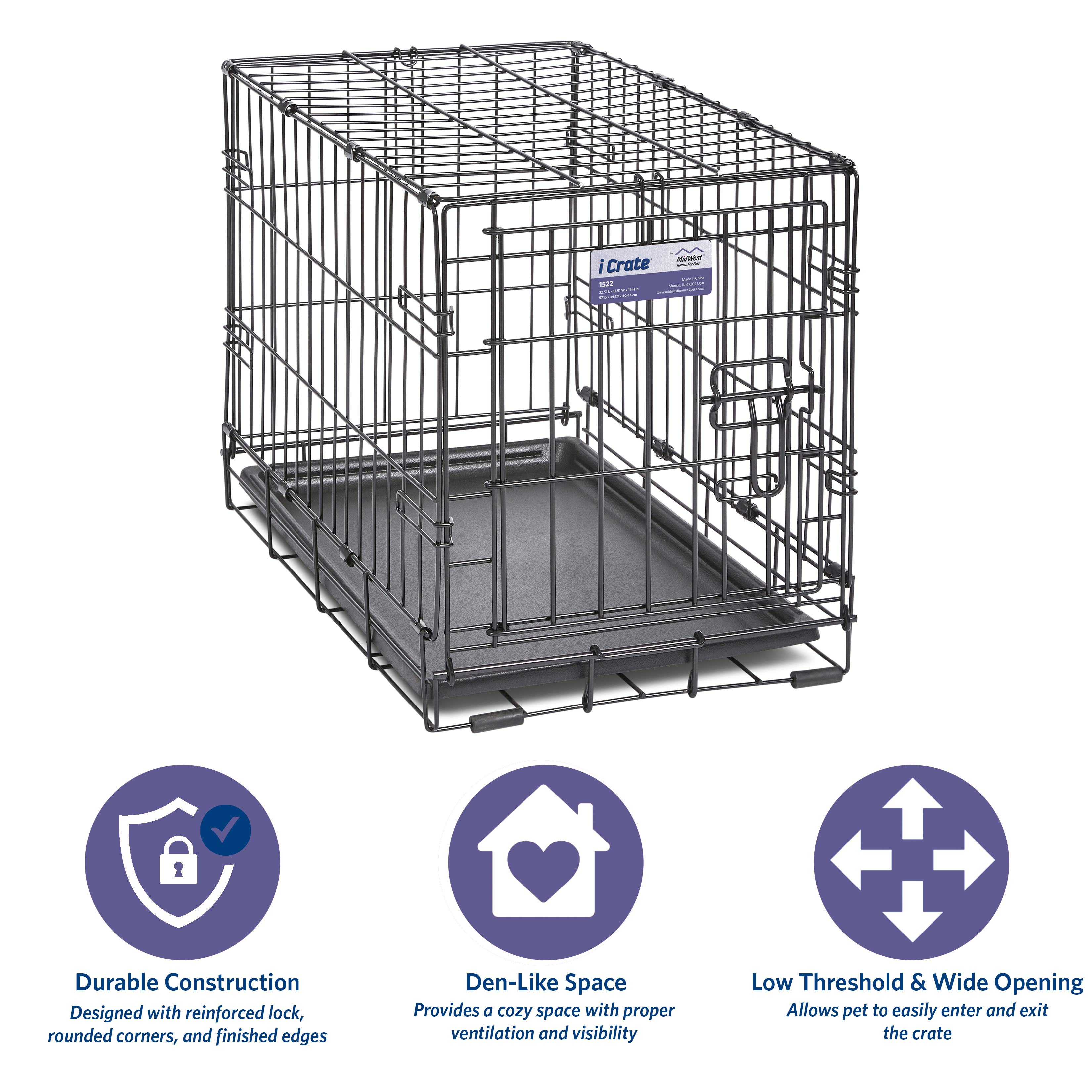 Newly Enhanced MidWest iCrate Extra Small Folding Metal Dog Crate - image 3 of 8