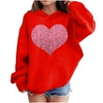 thumbnail image 2 of Sparkly Red Sequin Heart Hoodie for Girls, Oversized Teen Pullover Hoodie No Drawstring, 100% Polyester, Youth Sizes 100-160,Size 9 T, 2 of 8
