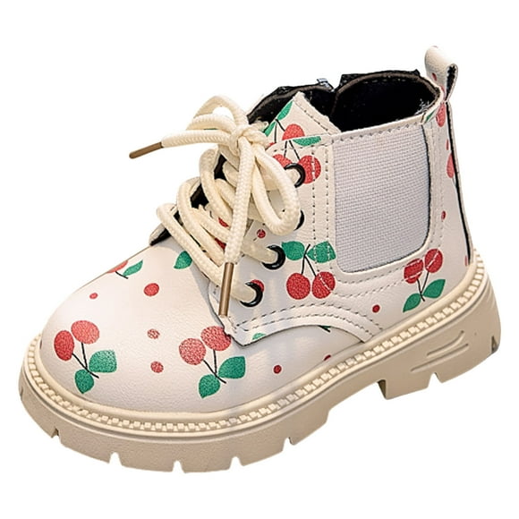 Wxirdiow Kids Winter Hiking Shoes Childrens Boys And Girls Warm Single Boots Childrens Casual Fashion Leather Boots Cute Baby Shoes White Size,5-5.5 Years