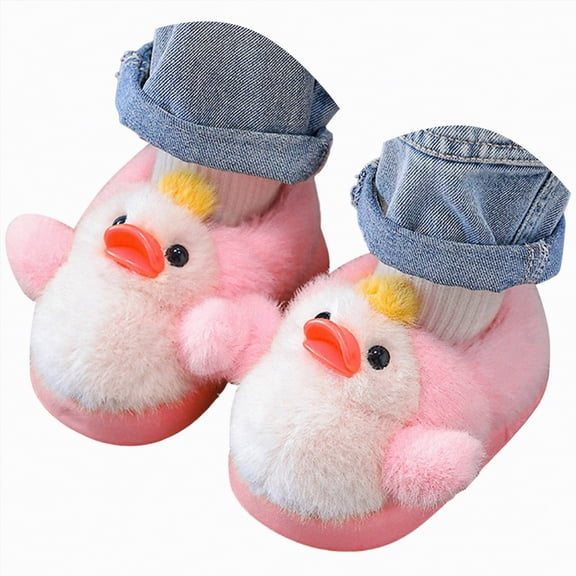 HCNTES Toddler Kids Slippers Baby Boys Girls House Shoes Winter Slippers Plush Warm Soft with Cute Cartoon Design Indoor Shoes(Pink,1)