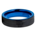 thumbnail image 2 of 6mm Blue Tungsten Ring,Hammered Tungsten Ring,Tungsten Carbide Ring,Black Wedding Ring,Comfort Fit, 2 of 4
