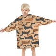 thumbnail image 3 of Retro Style Dachshunds Blanket Hoodies for Kids 6-13YR Oversize Wearable Blanket Hoodies for Boys Girls Teens, 3 of 7