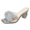 thumbnail image 7 of Mepaouo Women's Heeled Sandals Rhinestones Kitten Heels Mules Square Open Toe Slip on Dress Shoes, 7 of 7