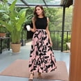 thumbnail image 3 of HAJWOH Ladies Dresses for Church S Vestidos Elegantes Flowy Sleeveless Maxi Dresses Casual Church Print Dresses Business Modest Dresses with Belt Pink S, 3 of 5