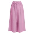 thumbnail image 5 of Wide Leg Palazzo Pants for Women Striped Flowy Trousers Elastic Waist Ankle Length Pockets Pink XL, 5 of 5