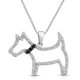 thumbnail image 1 of Collar con colgante de perro de plata de ley redonda natural con diamantes blancos y diamantes negros tratados, cadena Rolo, 1 of 4
