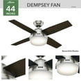 thumbnail image 6 of Hunter 44 inch Indoor Ceiling Fan with LED Light and Remote Control - Modern Ceiling Fan, Standard Mount, 4 Blades, For Bedroom, Living Room, or Kitchen, Quiet - Dempsey 59245, Brushed Nickel, 6 of 16