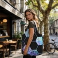 thumbnail image 5 of Geometric Hexagon Modern Black Blue Foldable Reusable Shopping Bag Large Capacity Tote Handbag Storage Pouch for Travel Work, 5 of 6
