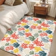 thumbnail image 5 of Summer Ocean Washable Area Rugs 4'x6', Watercolor Red Yellow Coral Low Pile Throw Living Room Rug Non-Slip Sturdy Edge Binding Carpet for Indoor Entryway Bedside Kitchen, 5 of 9