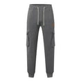 thumbnail image 3 of Baggy Cargo Sweatpants for Men Drawstring Waist Joggers with Pockets Soft Athletic Workout Track Pants Dark Gray 2XL, 3 of 4