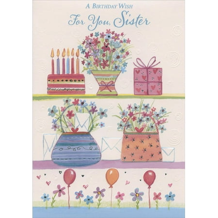 Designer Greetings Cake, Flowers, Gift, Purses and Balloons: Sister Birthday