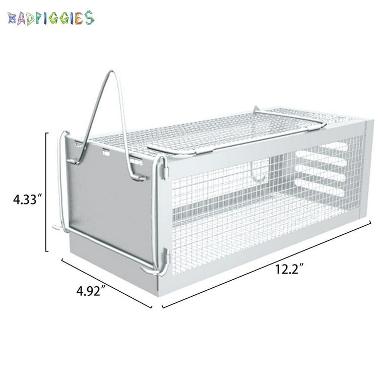 BadPiggies 12 Rat Mouse Trap Cage, Small Animal Pest Humane Live Cage  Chipmunk Vole Hamster Rodent Trap for Indoor & Outdoor 