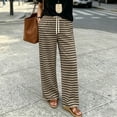thumbnail image 2 of Dzrciro Pajama Pants for Women, Drawstring High Waist Wide Leg Stripes Pants with Pockets, Soft Daily Lounge Bottoms S-2XL, 2 of 6