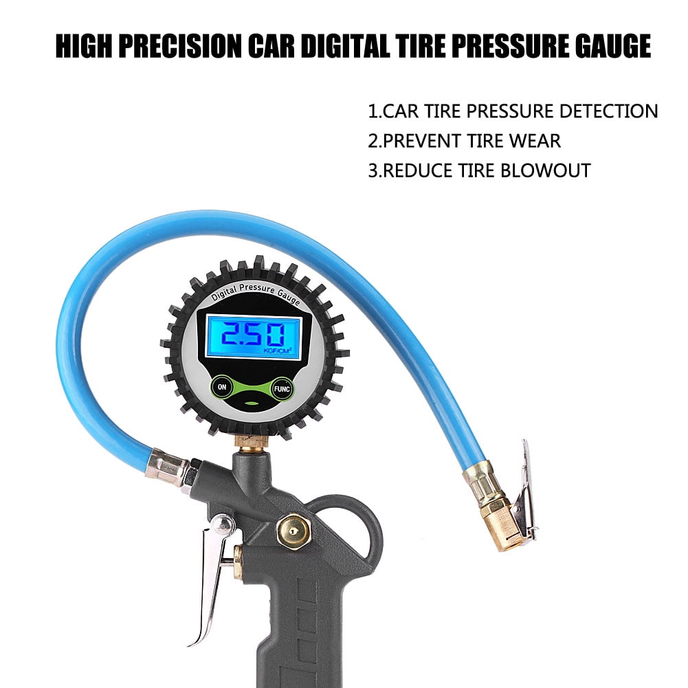 Tire Inflator Gauge, Compact Pistol Grip  Type Tire Accessory Tire Inflator Pressure Gauge, For Truck Motorcycle Car Bike