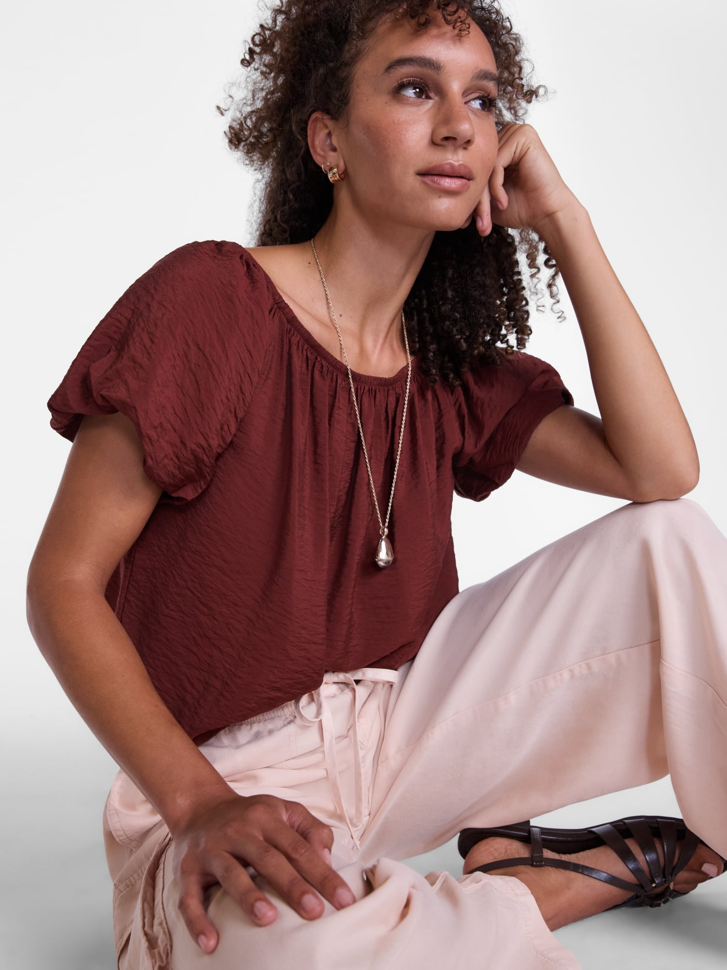 Scenario Women's Puff Sleeve Top, Sizes XS-XXXL