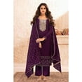 thumbnail image 2 of Wedding Wear Pakistani Designer Salwar Kameez Suits Indian Plazo Pant Dress ( Purple, XXL - 46 ), 2 of 7