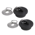 thumbnail image 1 of Tapones de bañera de 2 piezas, tapones de caucho para bañera de 1-1/2" y tapón de desagüe para fregadero de cocina, negro, 1 of 6