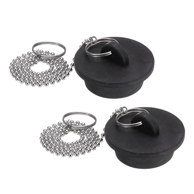 Tapones de bañera de 2 piezas, tapones de caucho para bañera de 1-1/2" y tapón de desagüe para fregadero de cocina, negro