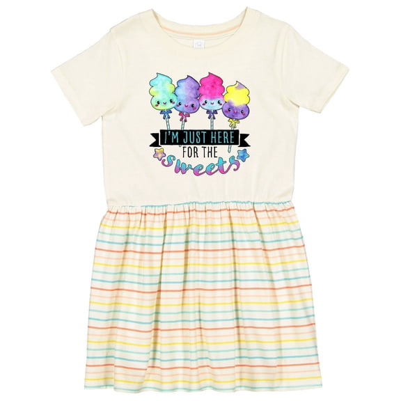Inktastic I'm Just Here for the Sweets with Spun Sugar Candy Girls Toddler Dress