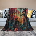 thumbnail image 2 of Orinice Neon Landscape Throw Blanket Warm Flannel Blanket Soft Warm Printed Blanket for Bed, Couch and Sofa for Kids Teen Young Boys Girls,  60x80in, 2 of 6