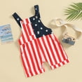 thumbnail image 2 of BemeyourBBs Toddler Baby Boy Girl 4th of July Outfit Patriot Independence Day Rompor Overalls American Flag Jumpsuit Star Stripe Print Suspender Pants Bib Overalls Summer Fourth of July Clothes, 2 of 9
