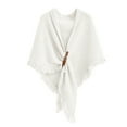 thumbnail image 1 of Breezora Womens Solid Color Triangle Shawl Wrap Windproof Warm Cloak Cardigan Lightweight Versatile Autumn Spring White, 1 of 4
