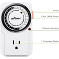 thumbnail image 2 of BN-LINK 24 Hour Plug-in Mechanical Timer Grounded for Aquarium, Grow Light, Hydroponics, Pets, Home, Kitchen, Office, Appliances, UL Listed 125VAC, 60 Hz, 1875W, 15A, 1/2HP 2 Pack, 2 of 6