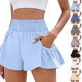 thumbnail image 2 of Women's Athletic Shorts High Waisted Flowy Shorts for Women Quick Dry Workout Running Shorts with Pockets Sky Blue XXL, 2 of 8