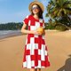 thumbnail image 4 of Balery Red Cross 1 Vestidos sueltos de manga corta para mujer, vestidos de verano 2025, vestidos casuales de corte A con vuelo., 4 of 6