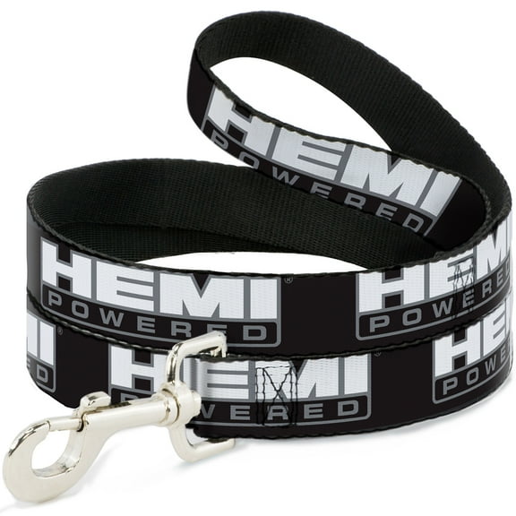 Hemi Pet Leash, Dog Leash, Hemi Powered Logo Black Gray White, 4 Feet Long 1.0 Inch Wide