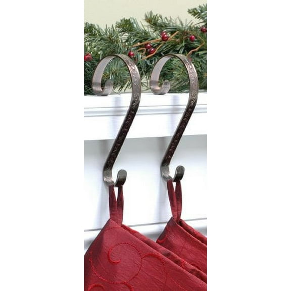 Stocking Scrolls Stocking Hanger, 2-pack, Holly-Embossed, Oil-Rubbed Bronze