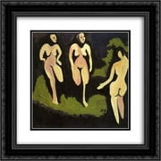 Ernst Ludwig Kirchner 2x Matted 20x20 Black Ornate Framed Art Print 'Nudes in a Meadow'