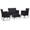 thumbnail image 1 of vidaXL 4 Piece Garden Lounge Set with Cushions Poly Rattan Black, 1 of 5