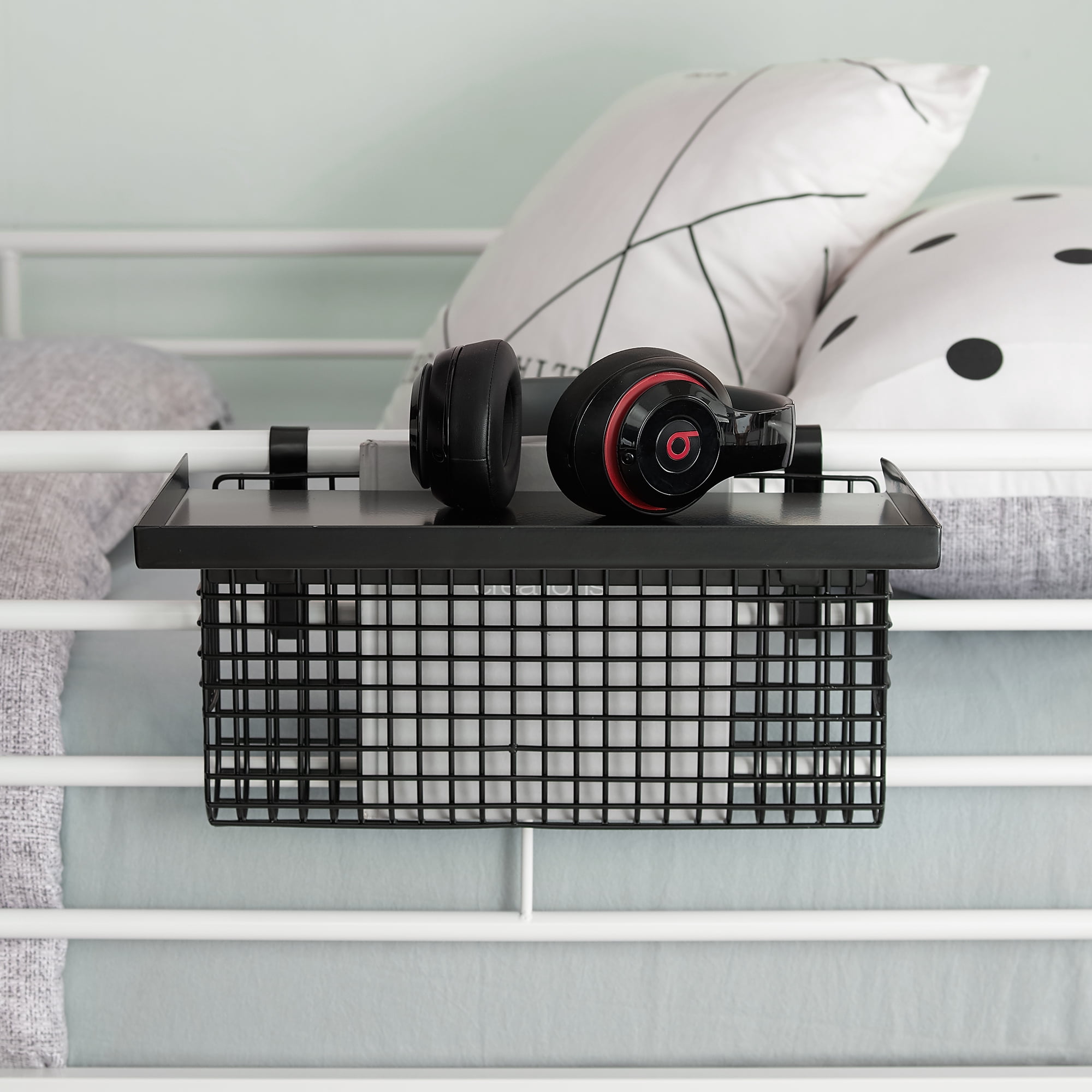 Manor Park Adjustable Metal Bunk Bed Shelf - Black/Mesh